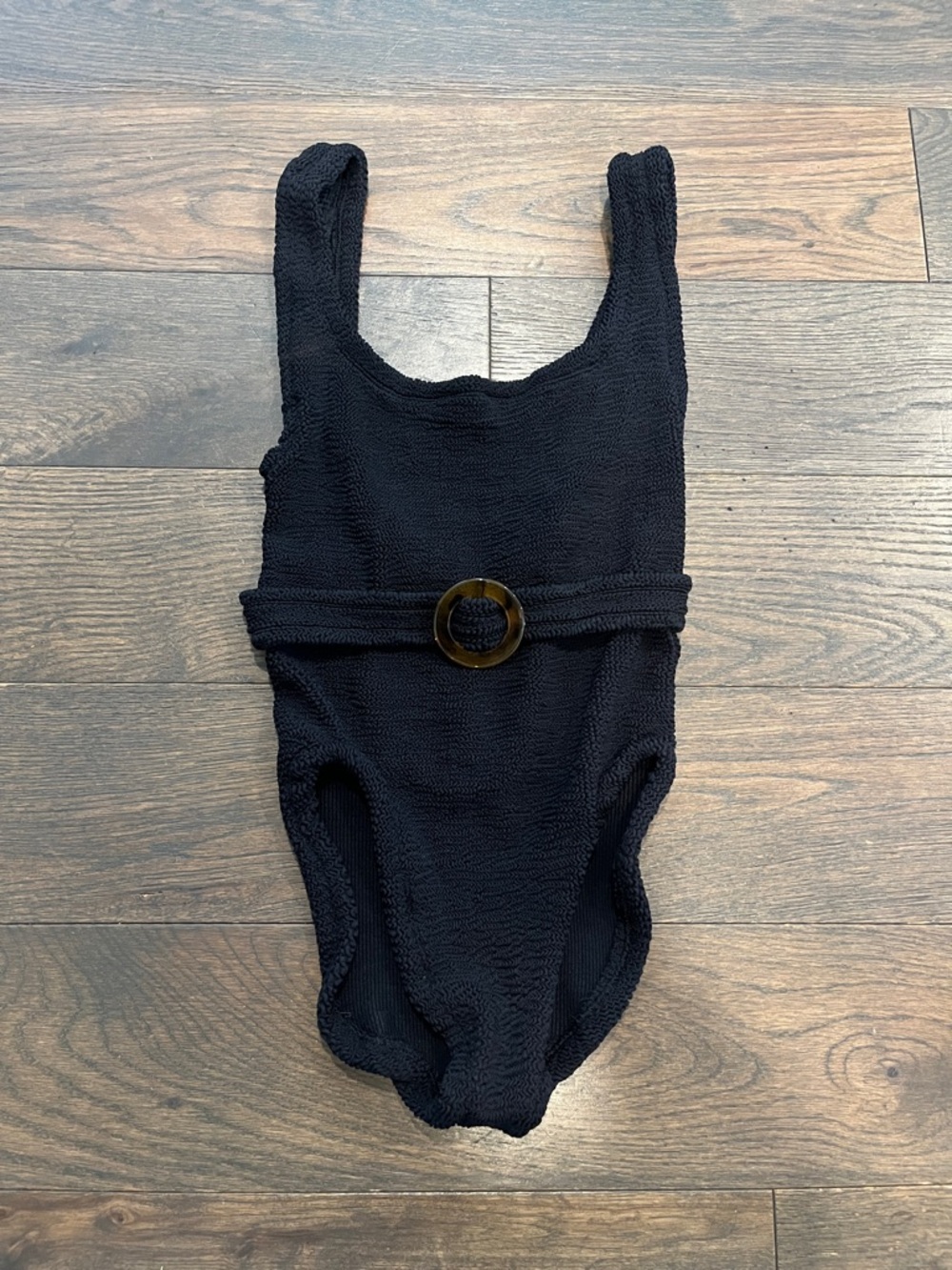 Hunza G Black belted One-Piece Swimsuit